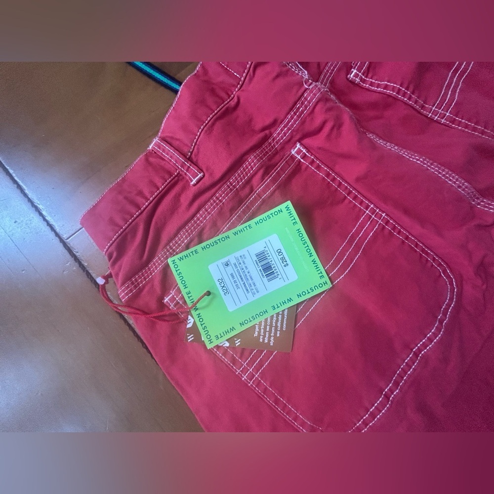 Houston white pink/Red Cargo Pants with Drawstring Waist - Picture 10 of 13